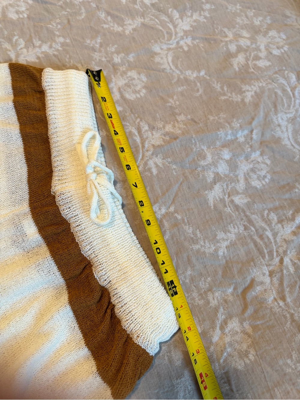 Kirundo Sleeveless Knit Shorts - Cream with Brown Stripes, Size Medium - Picture 11 of 13